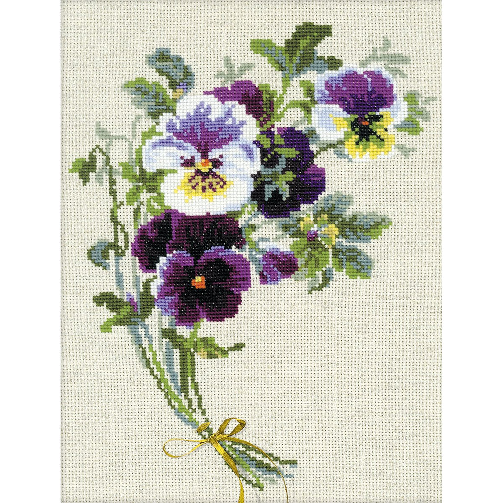 RIOLIS 1020 14 Count Bunch of Pansies Counted Cross Stitch Kit, 9.5" by 11.75", Multicolor