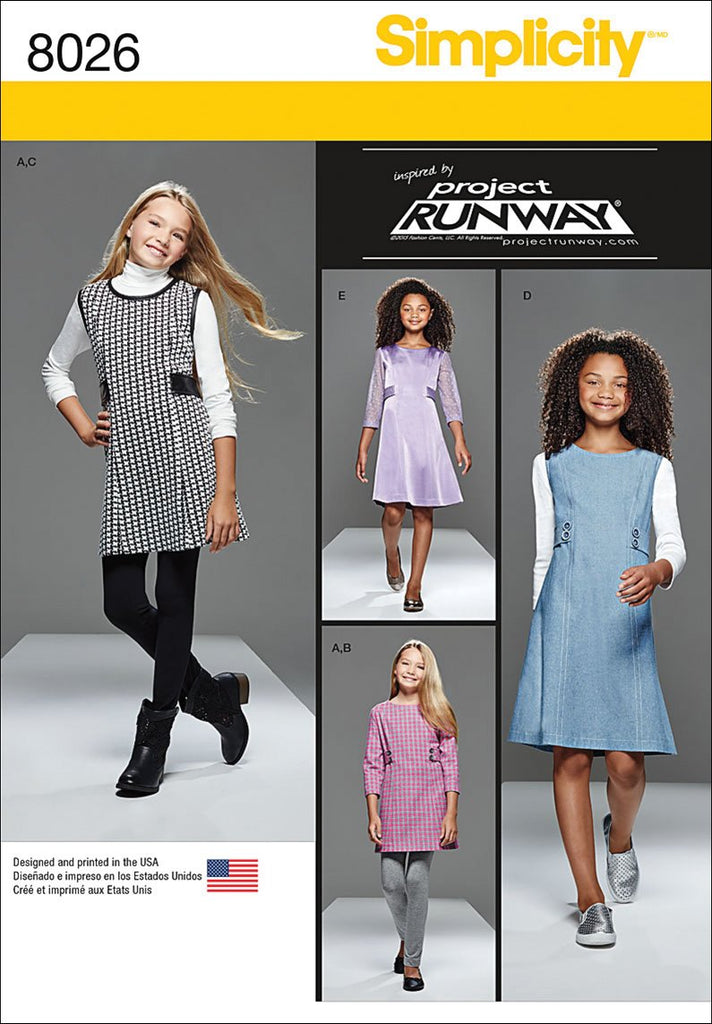 Simplicity Patterns Girls' and Girls' Plus Project Runway Dress or Jumper Size: AA (8-10-12-14-16), 8026