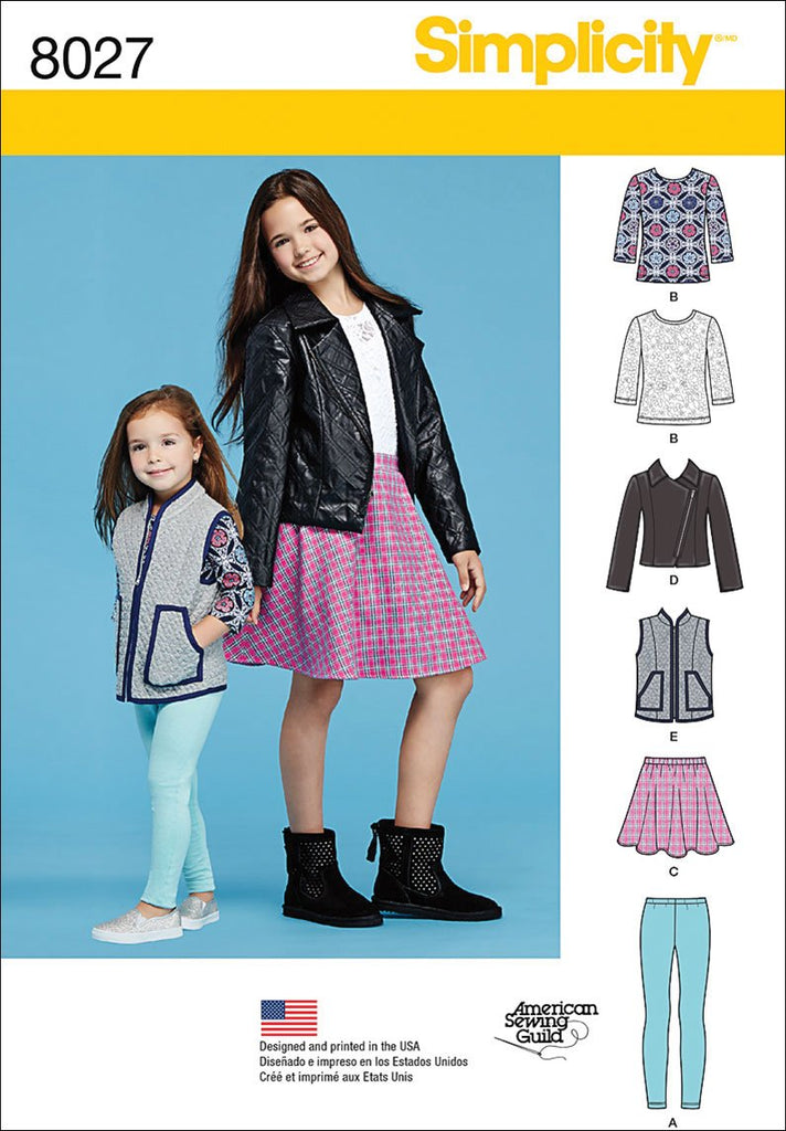 Simplicity Patterns Child's and Girls' Sportswear Pattern Size: K5 (7-8-10-12-14), 8027