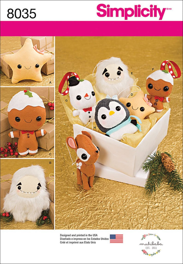Simplicity Patterns Stuffed Animals and Ornaments Size: Os (One Size), 8035