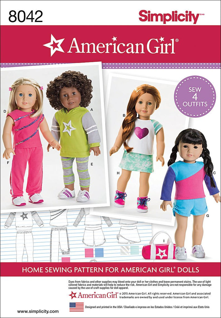 Simplicity Patterns American Girl Doll Clothes for 18 Inch Doll Size: Os (One Size), 8042