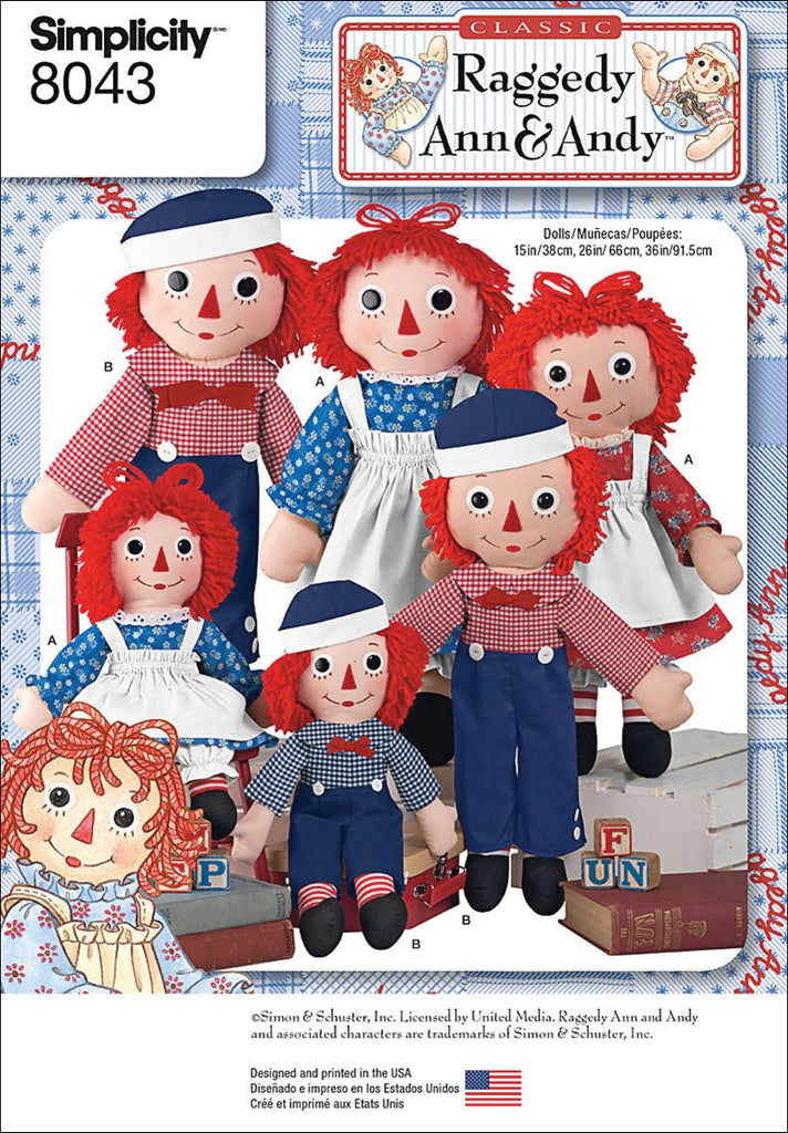 Simplicity Patterns Raggedy Ann & Andy Dolls Size: Os (One Size), 8043