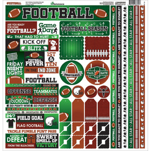 Reminisce FTL-100 Football Cardstock Sticker, 12" by 12", Multicolor