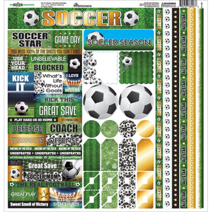 Reminisce TSOC-100 Soccer Cardstock Sticker, 12" by 12", Multicolor
