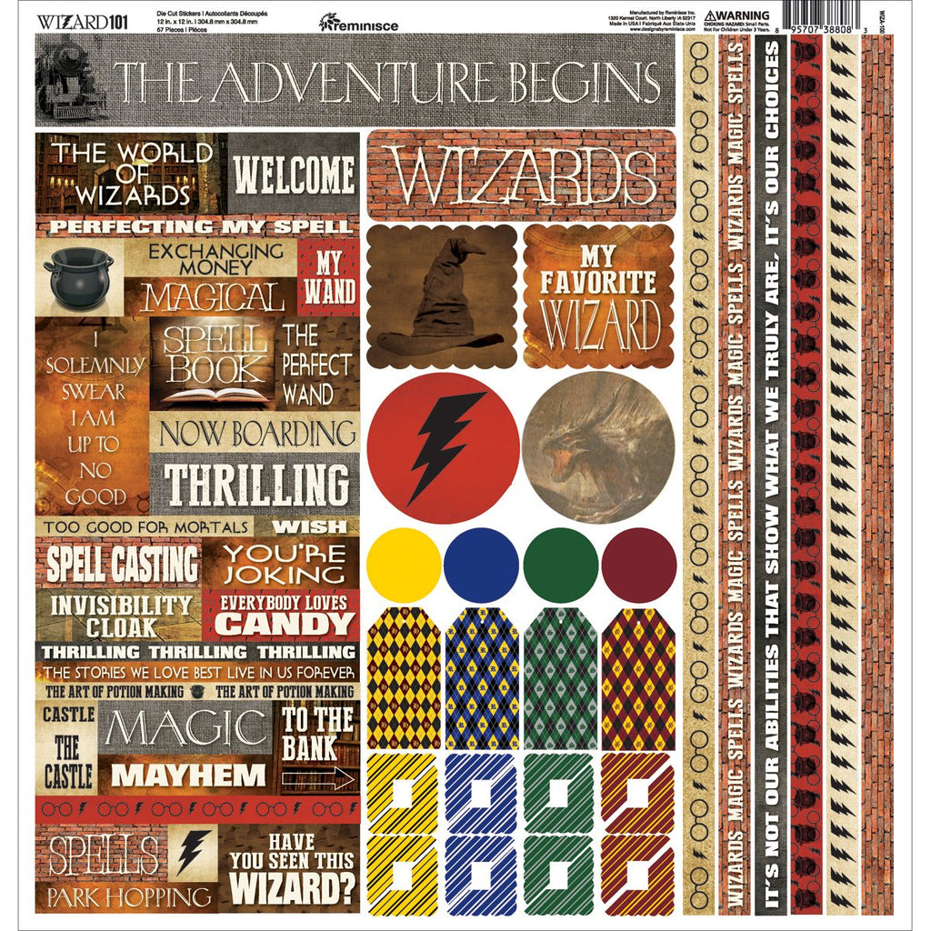 Reminisce WIZA-100 Wizard Cardstock Sticker, 12" by 12", Multicolor