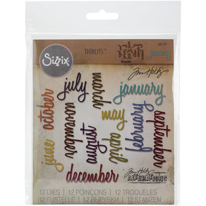 Sizzix 661179 Calendar Words Script Thinlits Die Set by Tim Holtz (12/Pack)