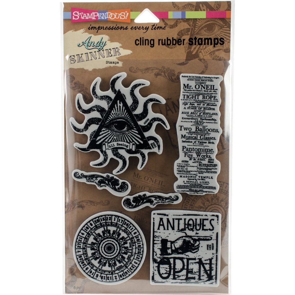 Stampendous ASCRS04 Curiosity Andy Skinner Cling Stamps, 5" by 7", Grey