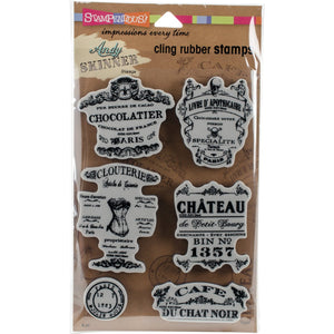 Stampendous ASCRS05 Shabby Chic Andy Skinner Cling Stamps, 5" by 7", Grey