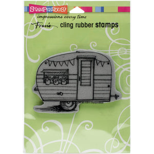 Stampendous CRP283 Tiny Trailer Cling Stamp, 6.5" by 4.5", Grey