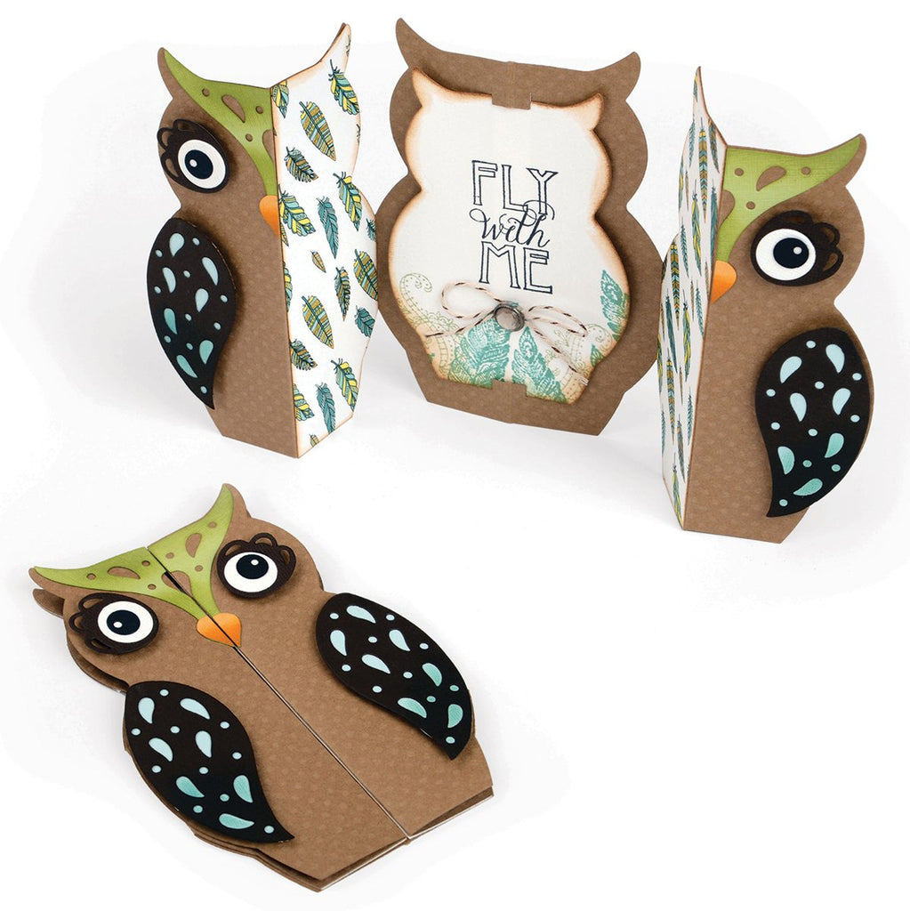 Sizzix 661138 Card Owl Label Fold-a-Long Thinlits Die Set by Jen Long (6 Pack)
