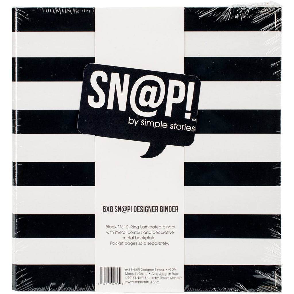 Simple Stories Snatp! Striped Designer Binder, 6" x 8", Black