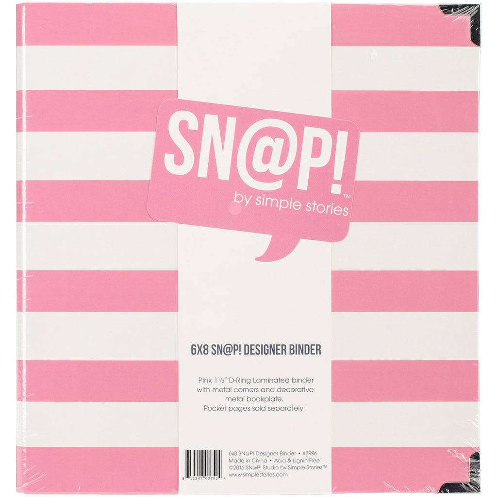 Simple Stories Snatp! Striped Designer Binder, 6" x 8", Pink
