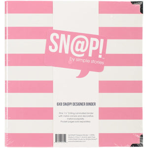 Simple Stories Snatp! Striped Designer Binder, 6" x 8", Pink