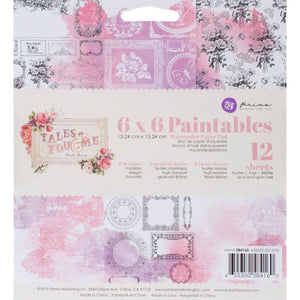 Prima Marketing 584160 Tales of You & Me Paintable Watercolor Paper Pad (12/Pack), 6" by 6", Multicolor