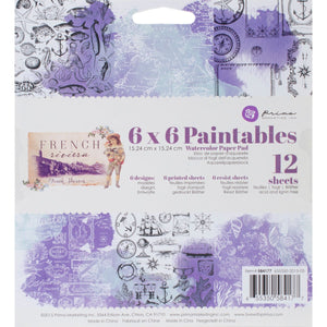 Prima Marketing 584177 French Riviera Paintable Watercolor Paper Pad (12/Pack), 6" by 6", Multicolor