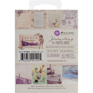 Prima Marketing 991005 Double-Sided French Riviera Journaling Cards (45/Pack), 3" by 4", Multicolor