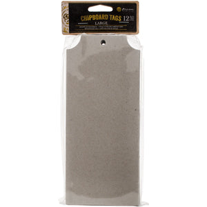 Prima Marketing 584979 Chipboard Tags (12/Pack), 3.7" by 8.7", Grey