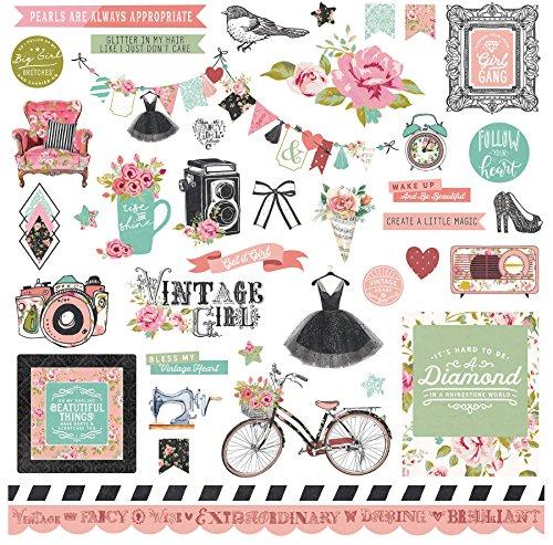 Photo Play Paper Elements Vintage Girl Stickers 12"X12"