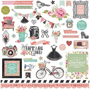 Photo Play Paper Elements Vintage Girl Stickers 12"X12"