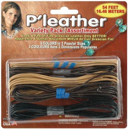 P'leather Cord Variety Pack 54 Feet/Pkg: Black/Brown/Beige