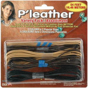 P'leather Cord Variety Pack 54 Feet/Pkg: Black/Brown/Beige