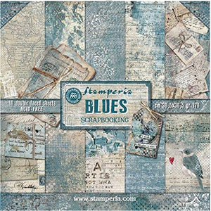 SBBL26 Stamperia Double-Sided Paper Pad 12"X12" 10/Pkg-Blues, 10 Designs/1 Each