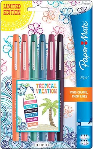 Paper Mate Flair Medium Felt Tip Pens 6/Pkg-Tropical Vacation