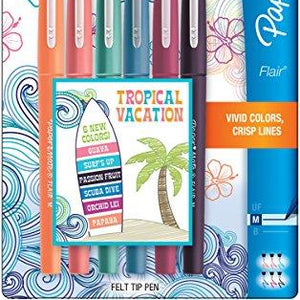 Paper Mate Flair Medium Felt Tip Pens 6/Pkg-Tropical Vacation