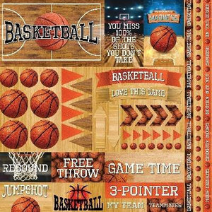 Reminisce Basketball 2 Elements Stickers 12"X12"