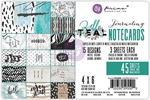 Prima Zella Teal-4x6 Journaling Cards