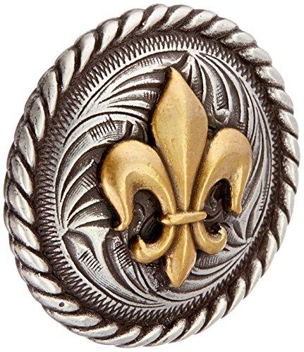Realeather Crafts Fleur De Lis Concho Screwback, 1.25", Gold and Nickel