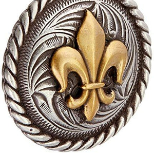 Realeather Crafts Fleur De Lis Concho Screwback, 1.25", Gold and Nickel