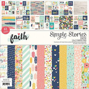 Simple Stories Single-Sided Paper Pad-Faith, 24 Designs/2 Each, 12" x 12"