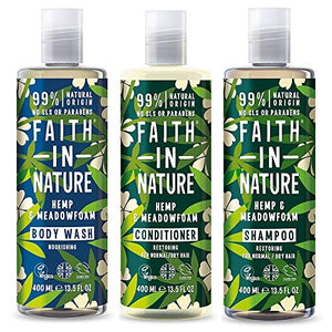 Faith in Nature Hemp & Meadowfoam Shampoo 400ml X 3 (Pack of 3)