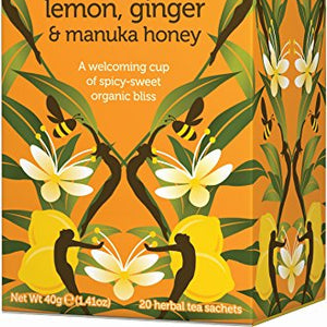 Pukka Lemon Ginger and Manuka Tea Bags, 20 sachets