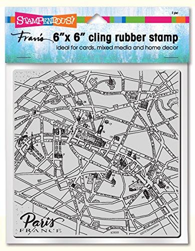 STAMPENDOUS Paris Map 6 x 6 Cling Stamp