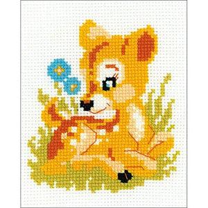 RHB138 Baby Deer Counted Cross Stitch Kit-6"X6" 10 Count