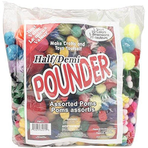 Pepperel Pom Poms Half Pounder Assorted Approximately 750/Pkg, Standard