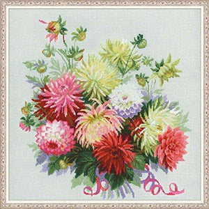 Riolis 14 Count Dahlias Counted Cross Stitch Kit, 17.75 x 17.75"