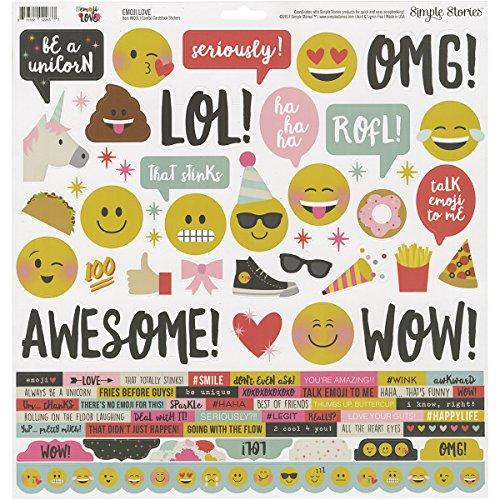 Simple Emoji Love Cardstock Stickers 12"X12"-Combo