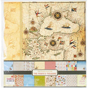 ScrapBerry's The Pirate's Treasure Paper Pack 12"X12" 16/Pkg-8 Double-Sided