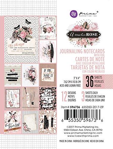 Prima Marketing Unique Design Amelia Rose Journaling Cards, 3" x 4"