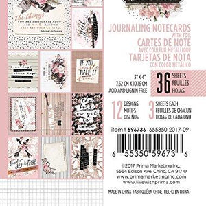 Prima Marketing Unique Design Amelia Rose Journaling Cards, 3" x 4"