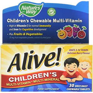 Nature's Way Alive Children's Multi-Vitamin and Mineral Chewable Tablets - Pack of 30