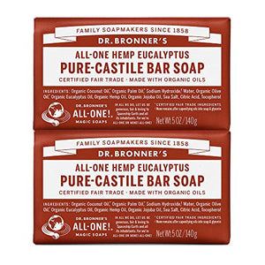Dr. Bronner's Pure-Castile Bar Soap - Eucalyptus, 5oz. (2 Pack)