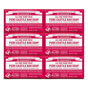 Dr. Bronner's Magic Soaps Pure-Castile Soap, All-One Hemp Rose, 5-Ounce Bars (Pack Of 6)