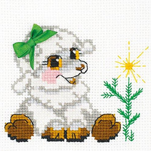 RIOLIS 10 Count Little Lamb Counted Cross Stitch Kit, 6 x 6"