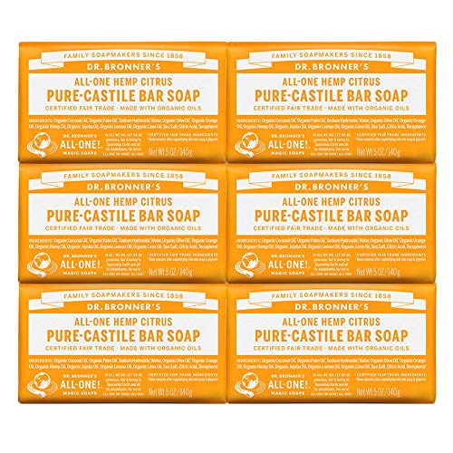 Dr. Bronner’s Pure-Castile Bar Soap – Citrus, 5 oz, 6 Pack