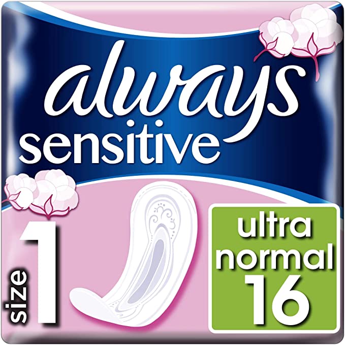 Always Ultra Sensitive Normal Pads  Size 1 (8 Packs of 16)