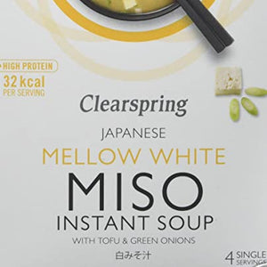Clearspring Mellow White Miso Instant Soup with Tofu 40 g (Pack of 4)